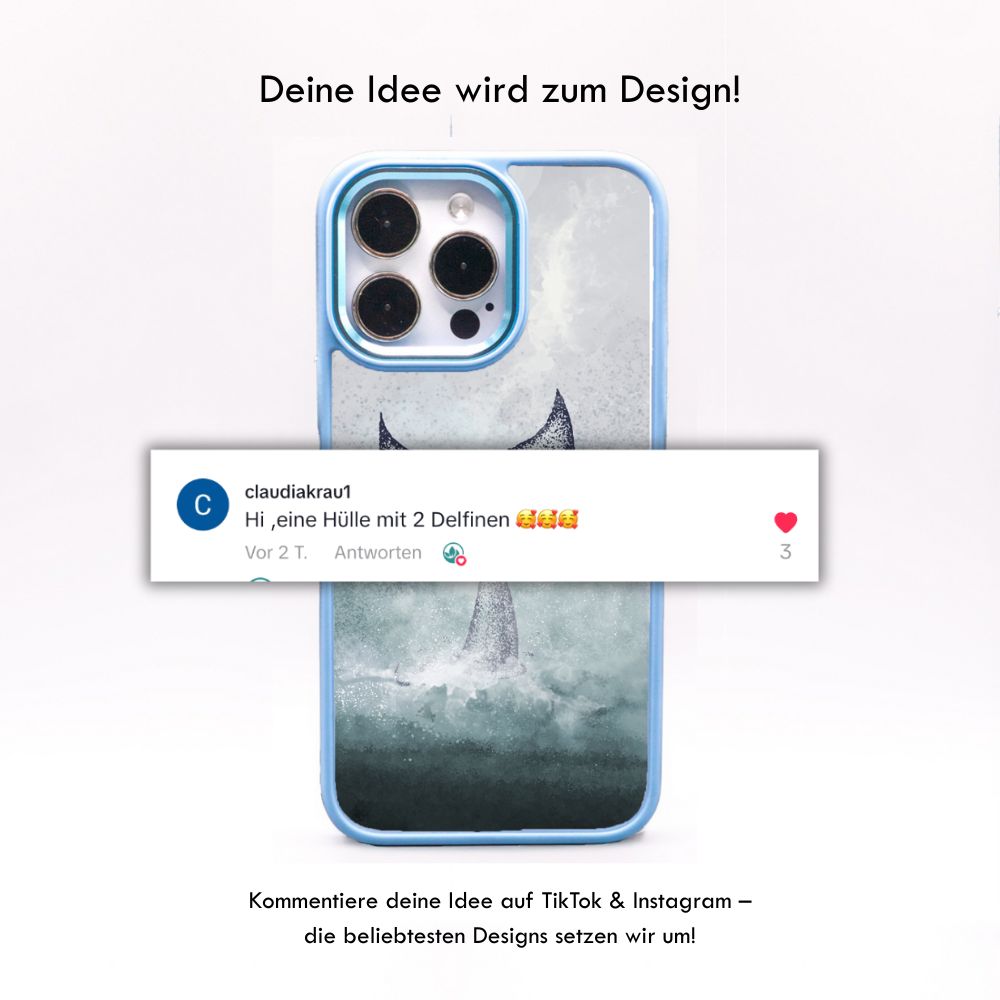 iPhone 15 pro max Hülle - Delfin blau - "Dolphin" - nachhaltig – Ansicht 3