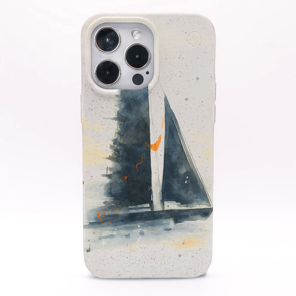 iPhone 13 pro Hülle - Segeln weiß - "Golden Horizon" - nachhaltig