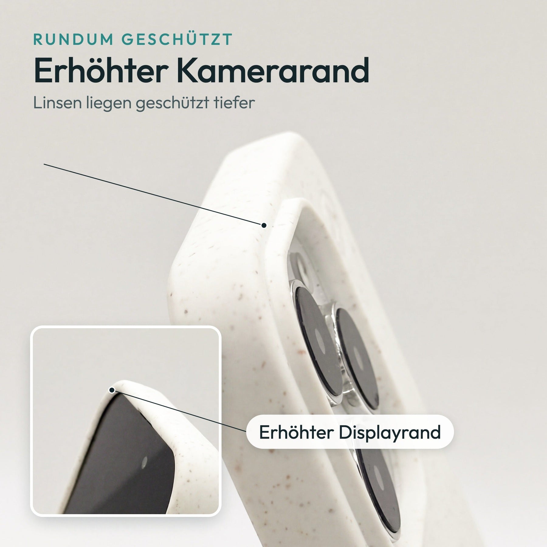 iPhone 17 Hülle - Blumen weiß - "Daisy" — biologisch abbaubar — erhöhter Kamerarand und Displayrand