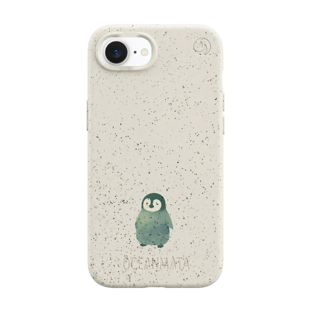 iPhone 16e/17e Hülle - Pinguin weiß - "HappyPinguin" - nachhaltig
