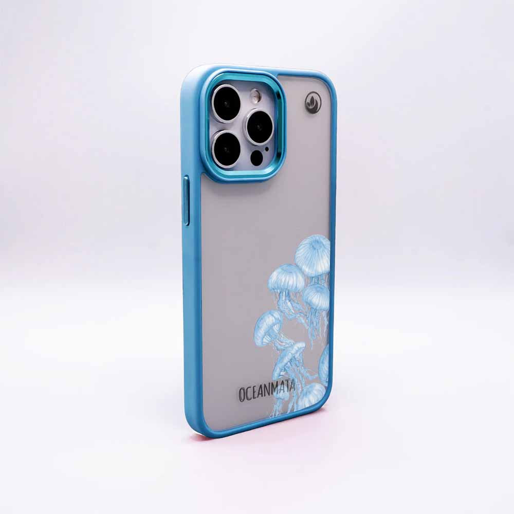 iPhone 15 pro max Hülle - qualle blau - "Jellies" - nachhaltig