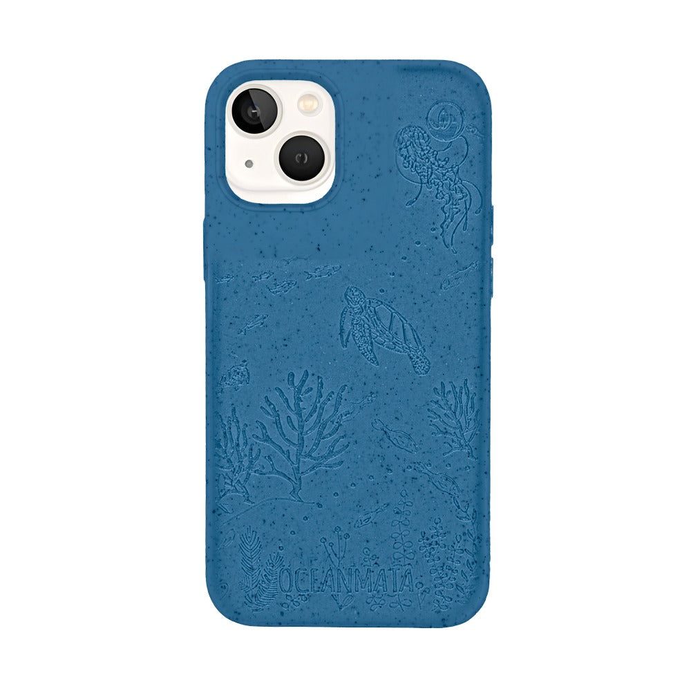 iPhone 13 mini Hülle "TURTLE Family" - blau - nachhaltig
