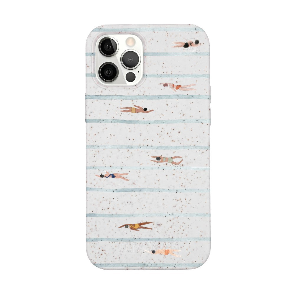 iPhone 12 pro / iPhone 12 Hülle - Schwimmen weiß - "lapflow" - nachhaltig