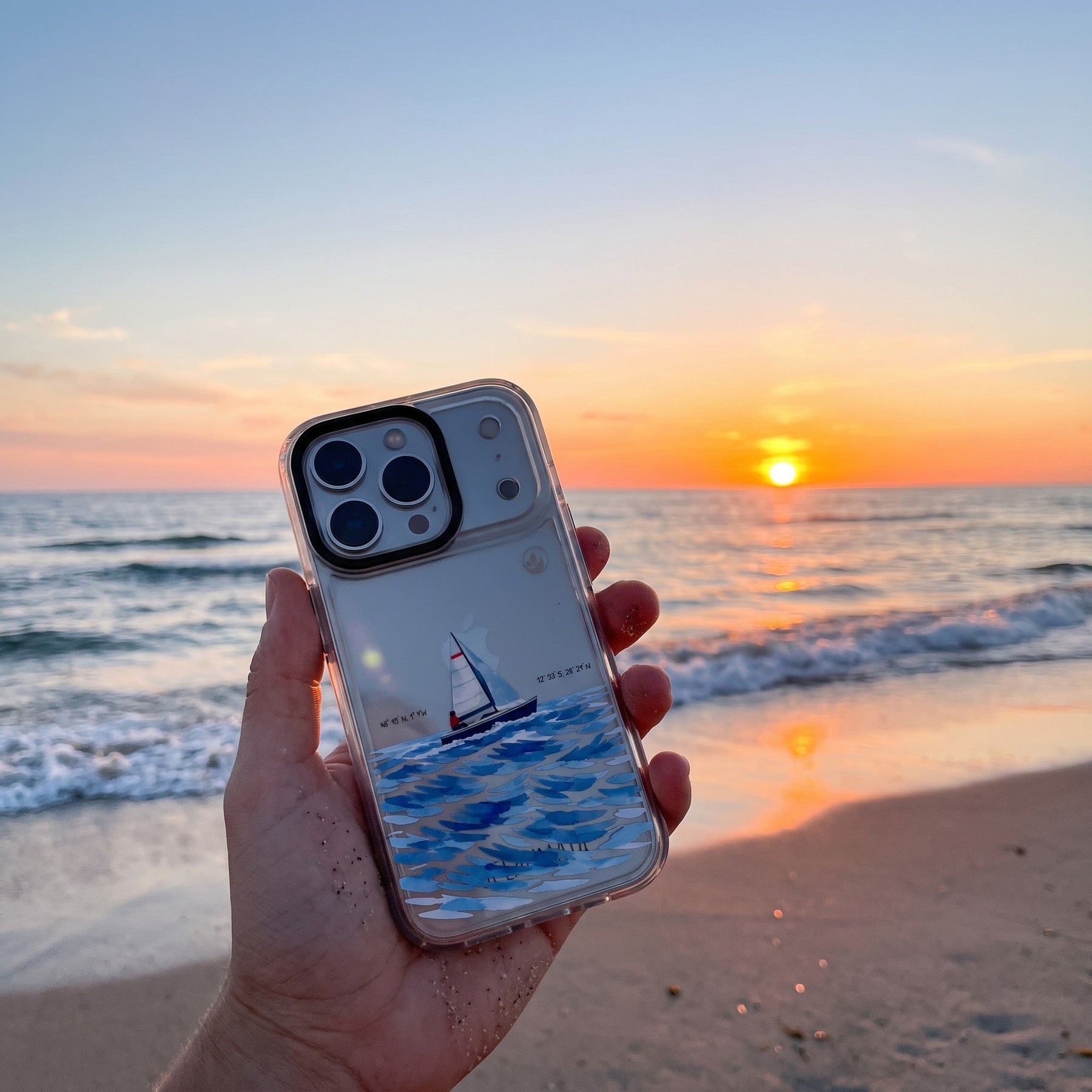 Nachhaltige Handyhülle iPhone 17 Towardsthehorizon aus Ocean Plastic — in der Hand