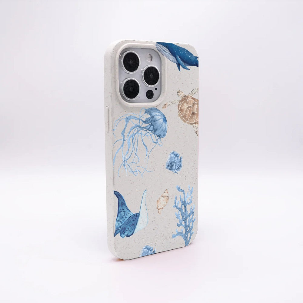 iPhone 16 pro max Hülle - weiß Schildkröte - "Sea Turtle & Friends" - nachhaltig