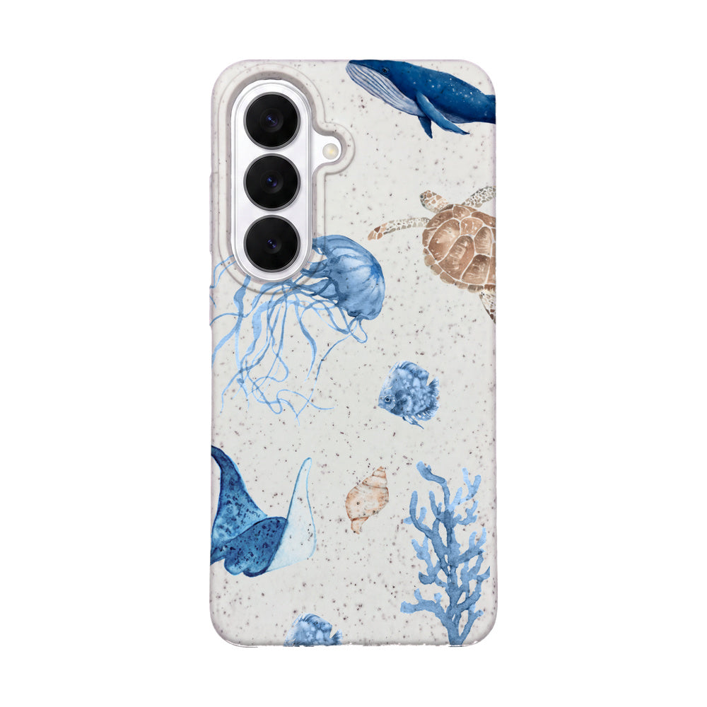 Samsung S26 Hülle - weiß Schildkröte - "Sea Turtle & Friends" - nachhaltig