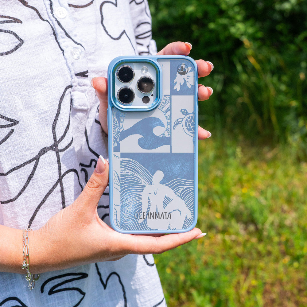 iPhone 11 pro Hülle - Line Art Ocean - "Waves of Balance" - nachhaltig