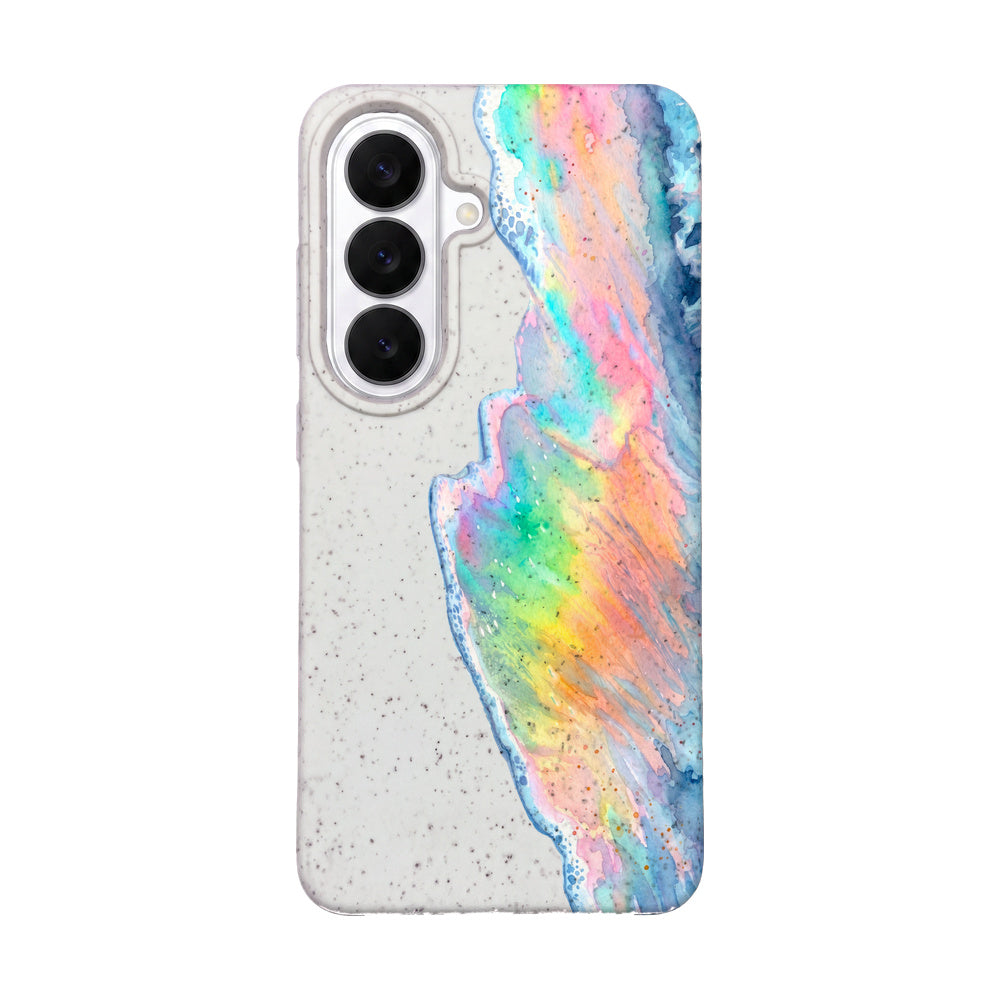 Samsung S26 Hülle - Regenbogen Welle weiß - "WaveOfPride" - nachhaltig