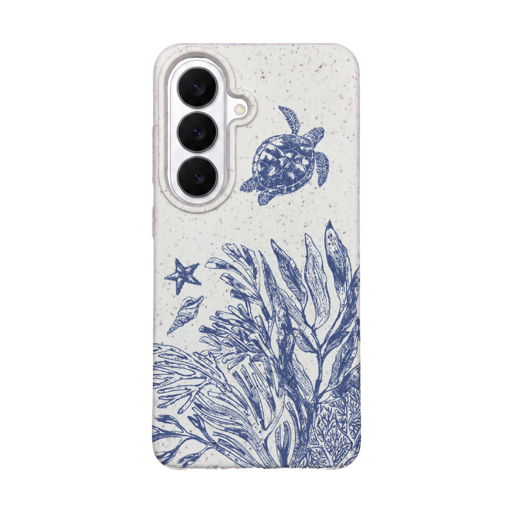 Samsung S26 Hülle - Schildkröten weiß - "White Silent Waves" - nachhaltig