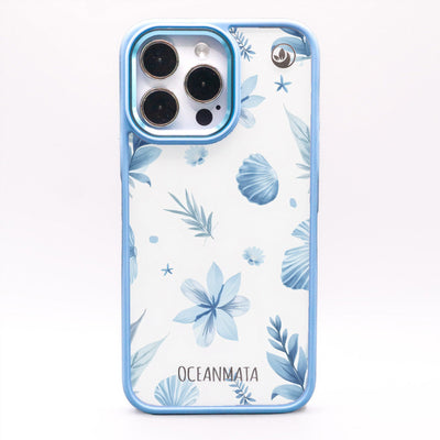 iPhone 16 Hülle - Blumen blau - "Flowers & Shells" - nachhaltig