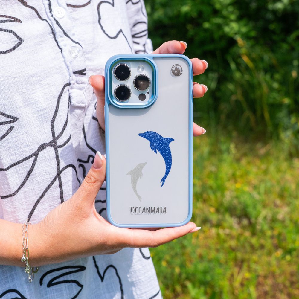 iPhone 16 Case - Dolphin Blue - "Dolphin Twins" - Sustainable