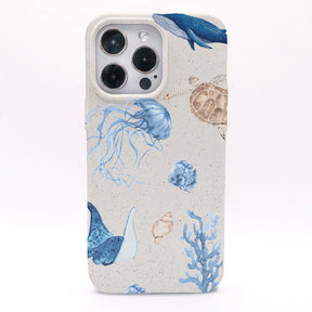 iPhone 16e/17e Hülle - weiß Schildkröte - "Sea Turtle & Friends" - nachhaltig