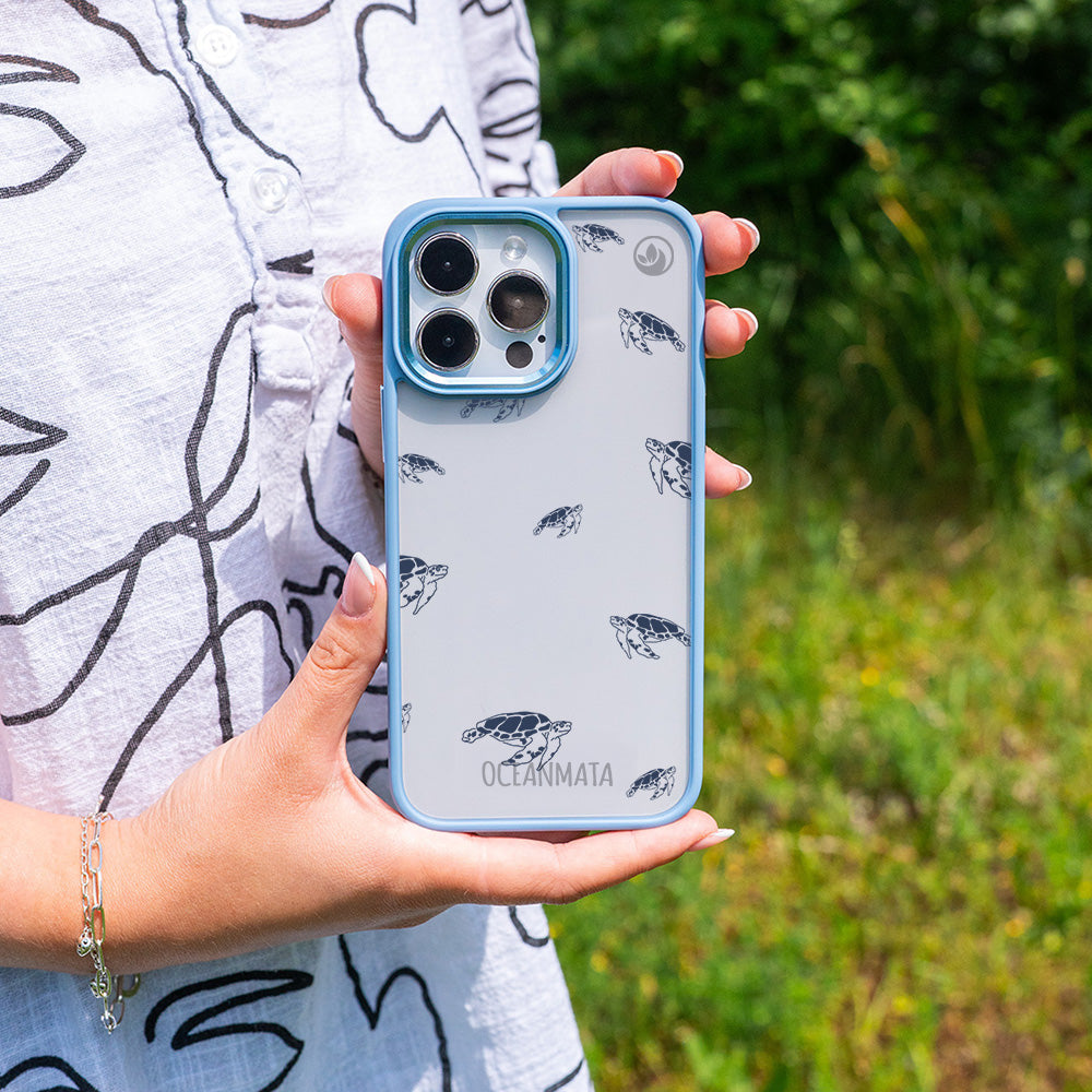 iPhone 13 pro max Hülle - Schildkröten blau - "Turtlino" - nachhaltig