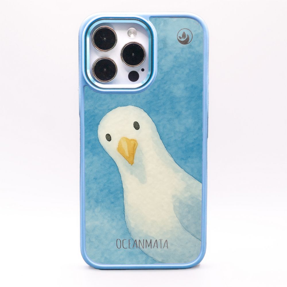 iPhone 16 pro Hülle - Möwe blau - "Seagull" - nachhaltig