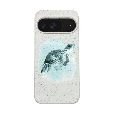 Google Pixel 9 / 9 Pro Hülle - Schildkröte grün - "Baby Turtle" - nachhaltig