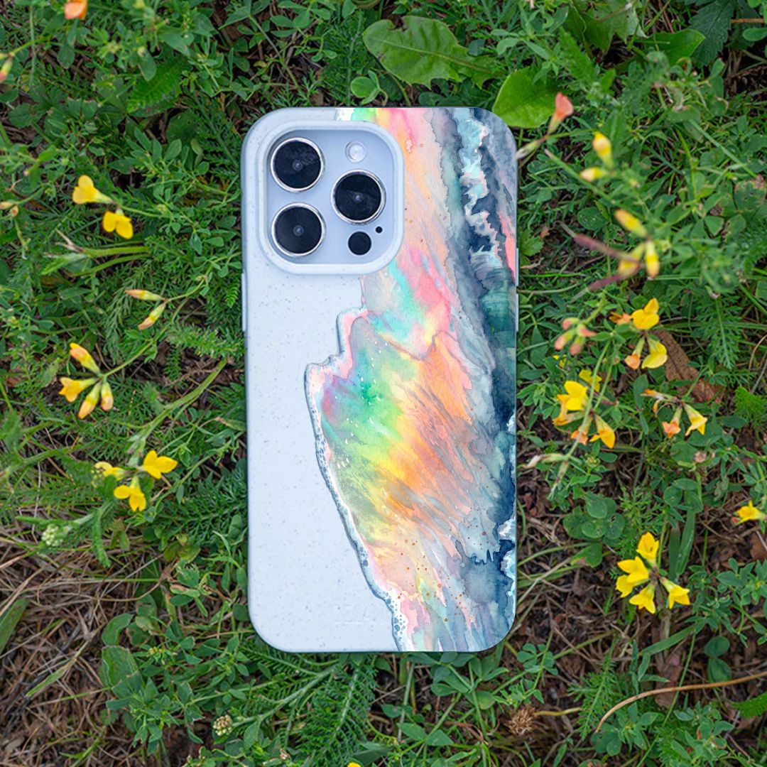 iPhone 11 pro Hülle - Regenbogen Welle weiß - "WaveOfPride" - nachhaltig