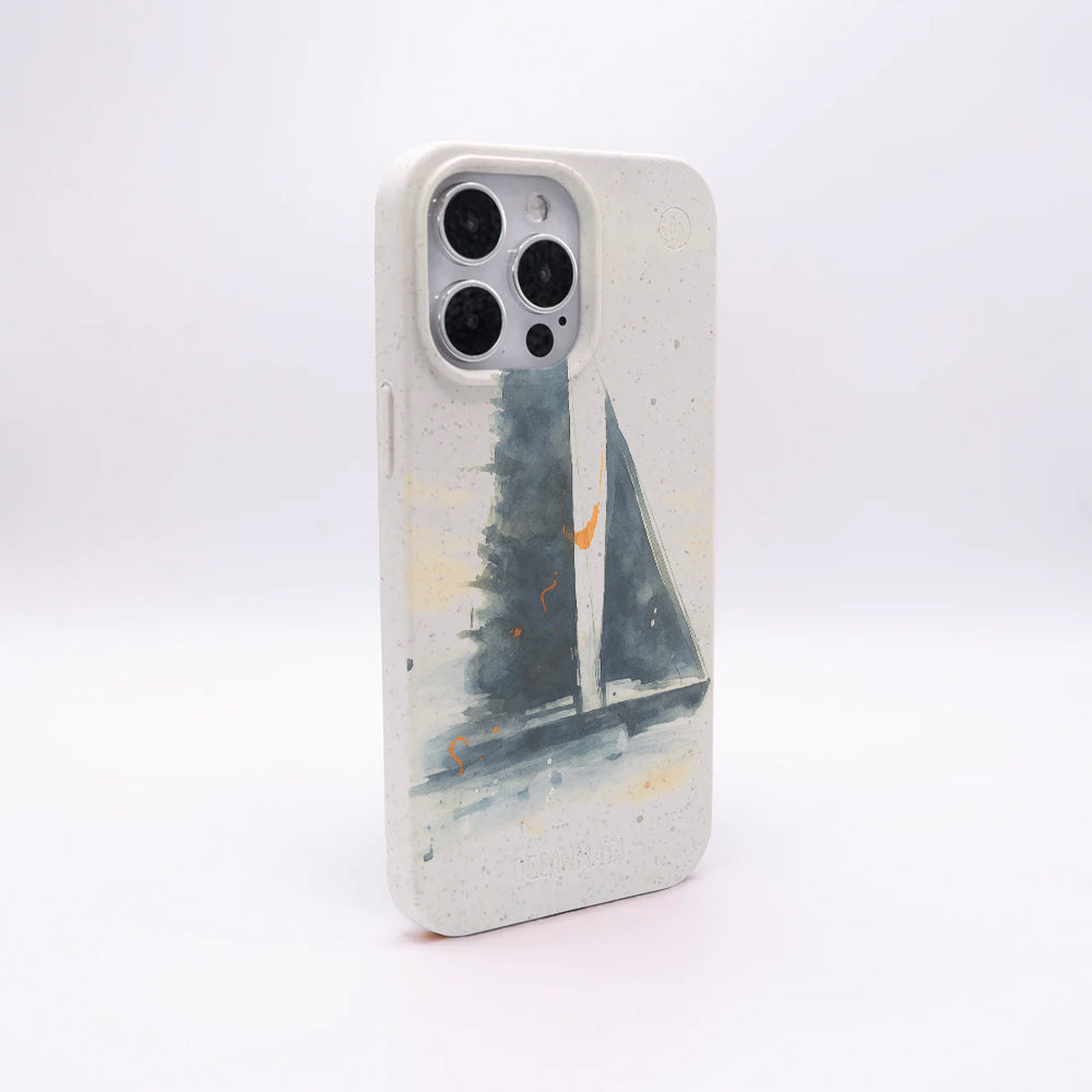 iPhone 16 pro Hülle - Segeln weiß - "Golden Horizon" - nachhaltig