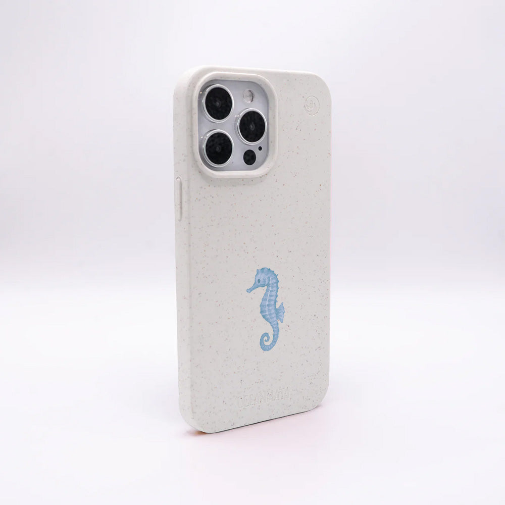iPhone 13 pro Hülle - Seepferdchen weiß - "SeahorseTale" - nachhaltig