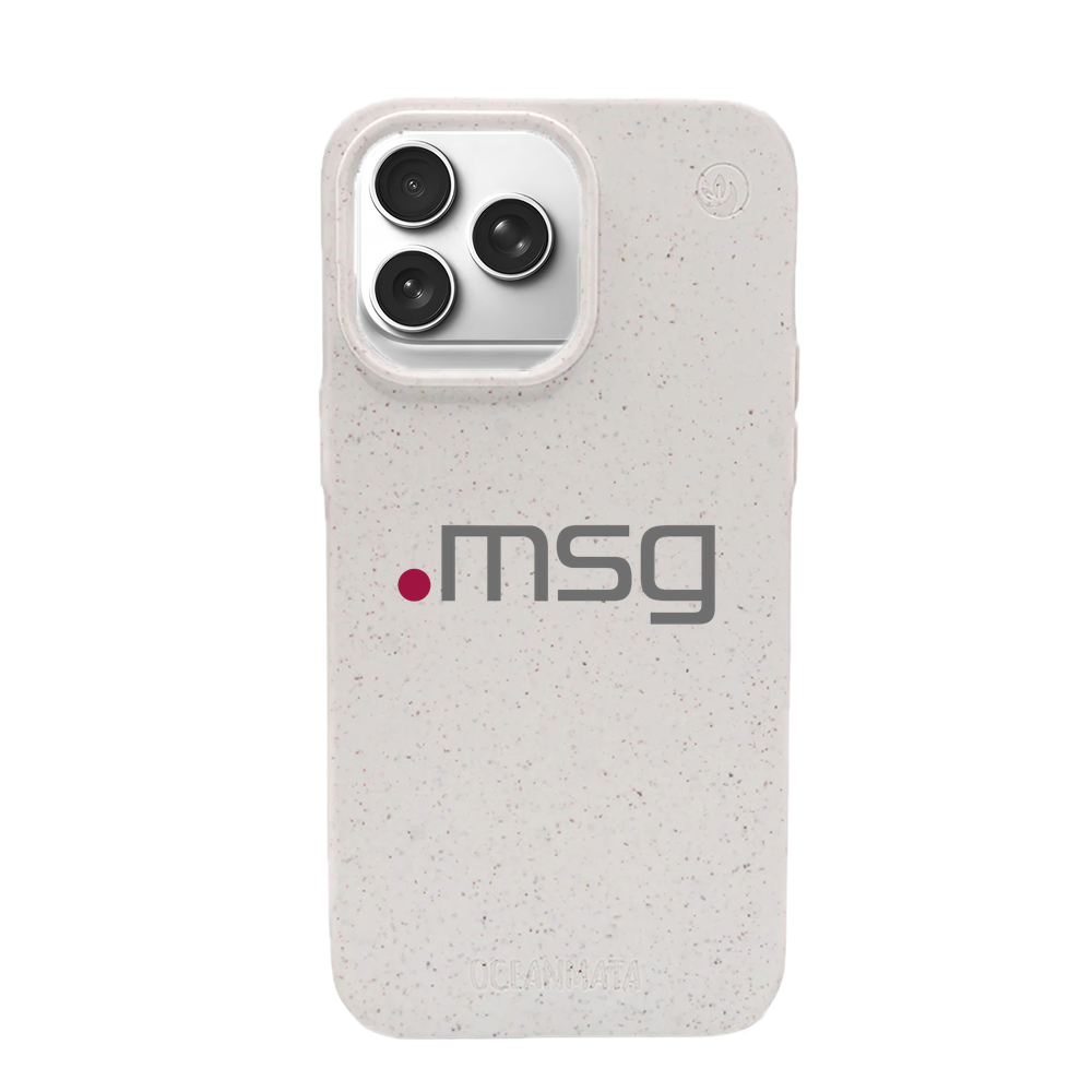 msg systems ag × OceanMata Hülle Weiß – iPhone 17 pro max (Muster)