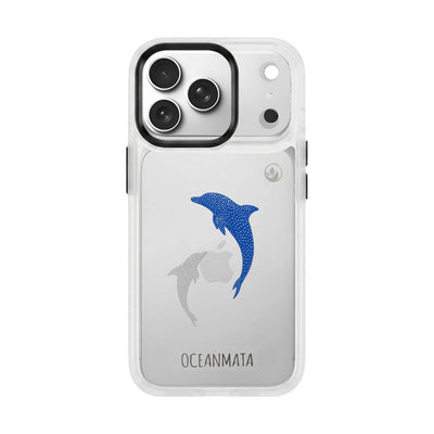 iPhone 18 Pro / 17 Pro Hülle - Delfin blau - "Dolphin Twins" - nachhaltig