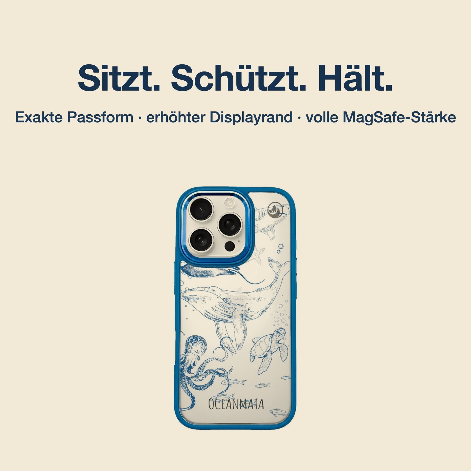 Nachhaltige Handyhülle iPhone 17 Simsaladent aus Ocean Plastic — Passform & MagSafe