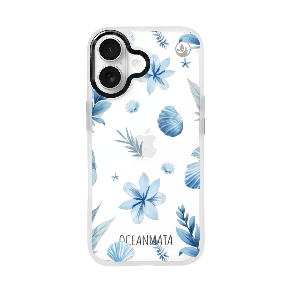 iPhone 17 Hülle - Blumen blau - "Flowers & Shells" - nachhaltig