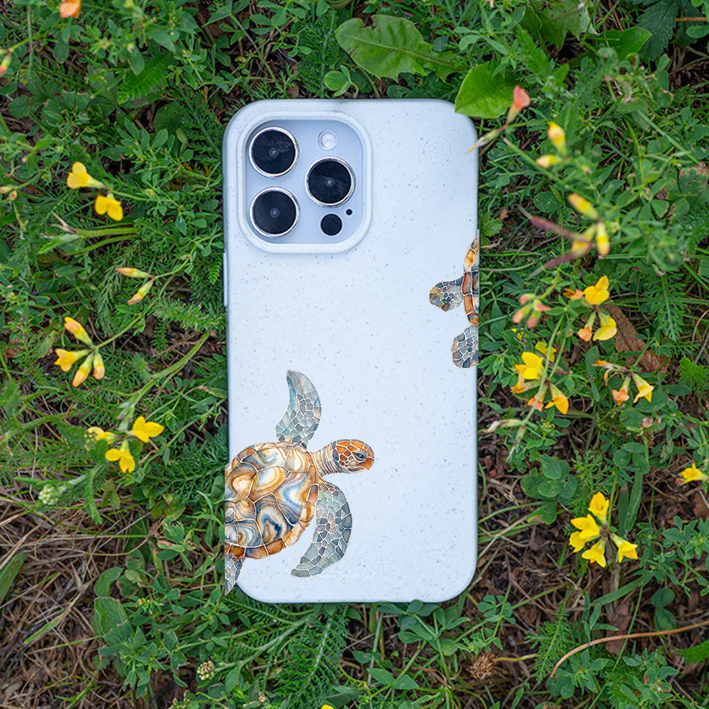 iPhone 15 pro Hülle - Schildkröte weiß - "TurtleGaze" - nachhaltig