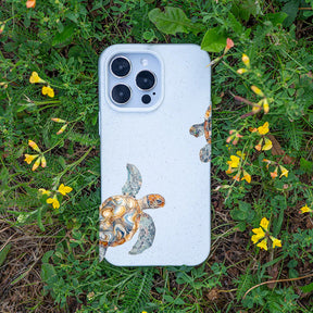 iPhone 15 pro Hülle - Schildkröte weiß - "TurtleGaze" - nachhaltig