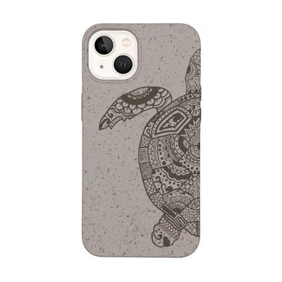 iPhone 13 Hülle - beige - "GREEN TURTLE" - nachhaltig