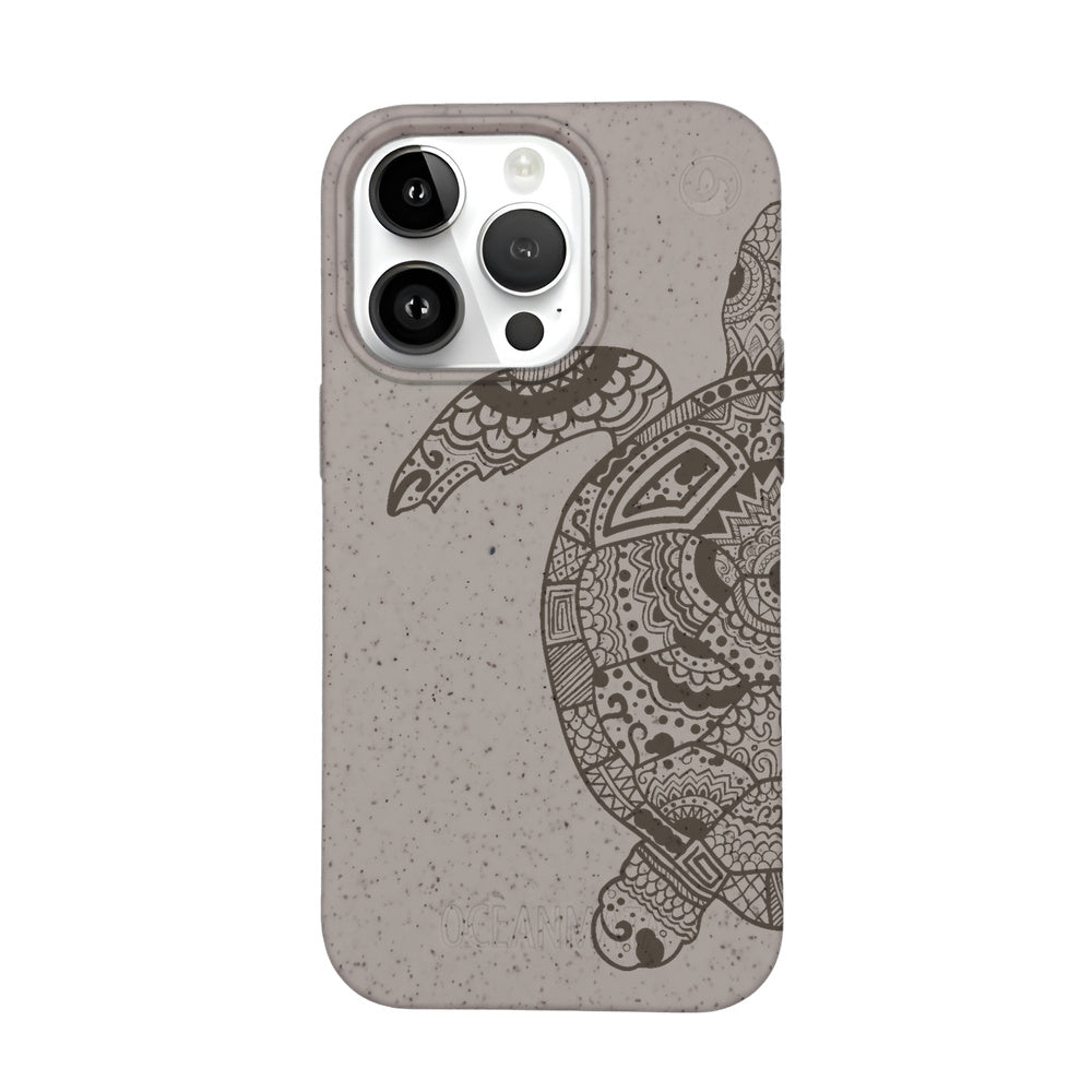 iPhone 14 pro max Hülle - beige - "GREEN TURTLE" - nachhaltig