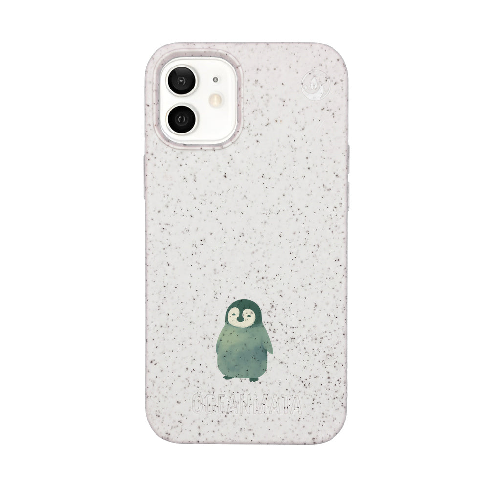iPhone 12 mini Hülle - Pinguin weiß - "HappyPinguin" - nachhaltig