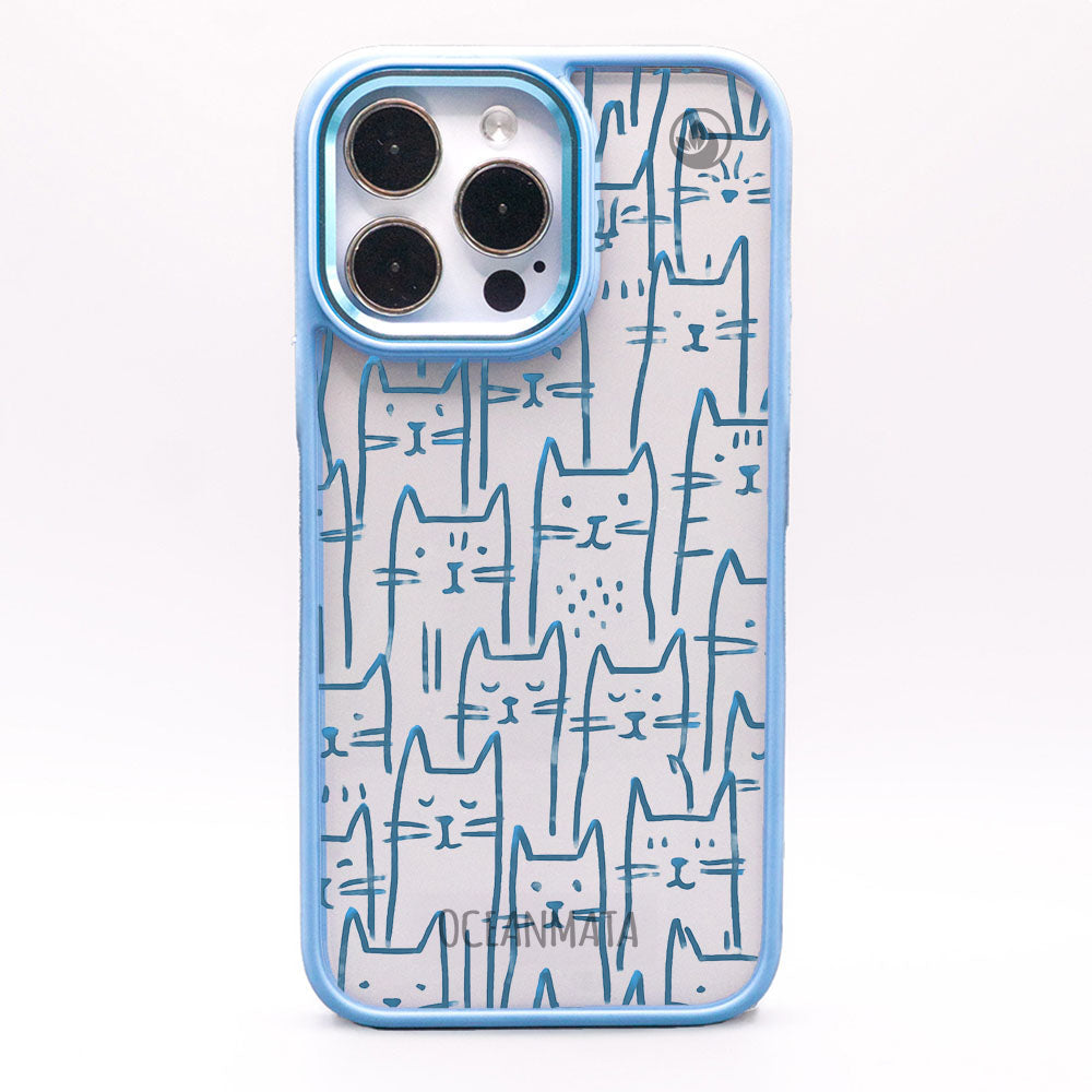 iPhone 16 pro Hülle - Katzen blau - "miau" - nachhaltig