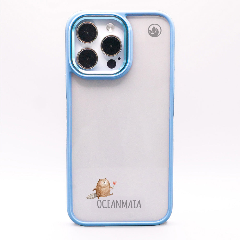 iPhone 15 pro Hülle - Biber blau - "BeaverBliss" - nachhaltig