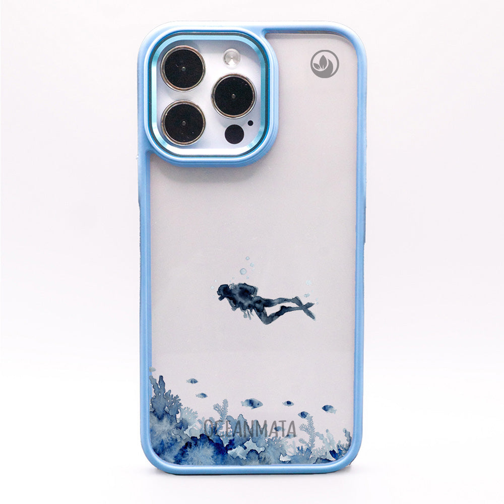 iPhone 15 Hülle - Taucher blau - "DeepDive" - nachhaltig