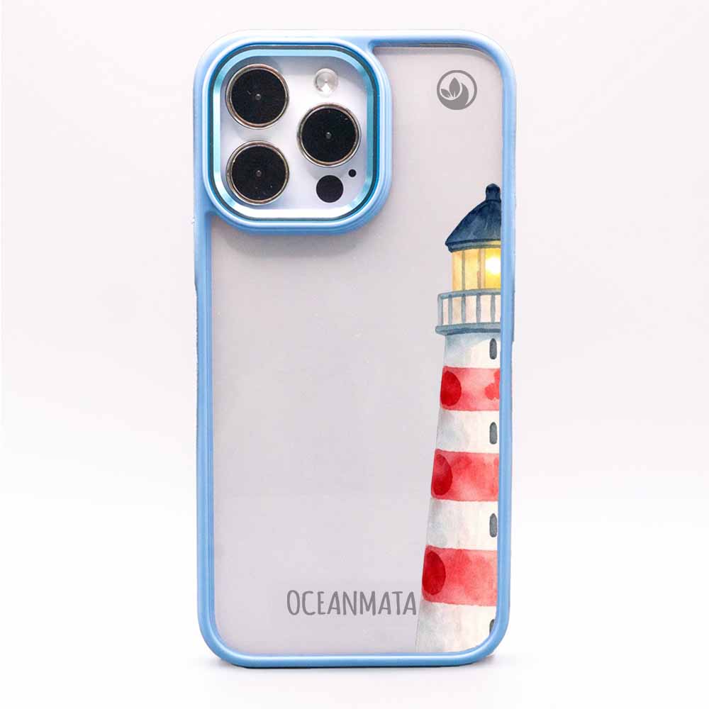 iPhone 15 Hülle - Leuchtturm blau - "Lighthouse" - nachhaltig
