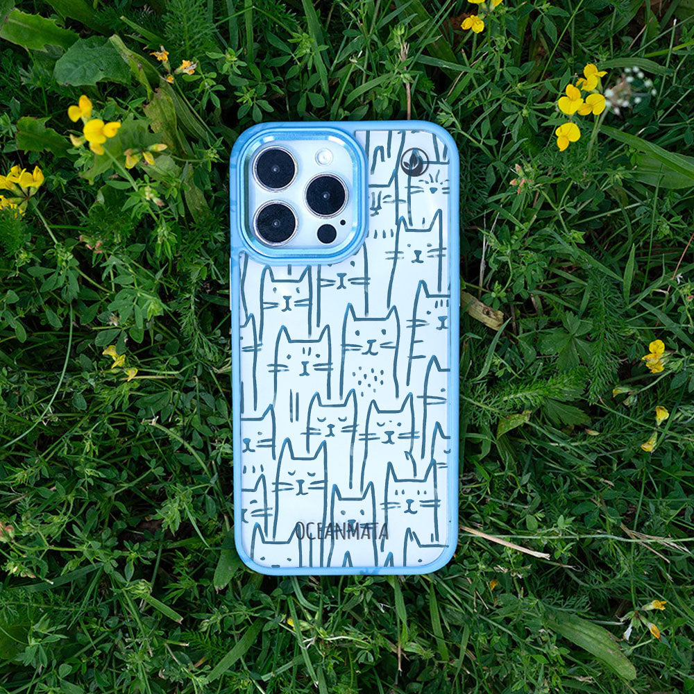 Samsung S25 Ultra Hülle - Katzen blau - "miau" - nachhaltig