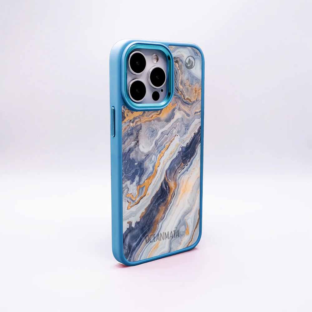 iPhone 18 Pro Max / 17 Pro Max Hülle - marmor blau - "BlueMarble" - nachhaltig