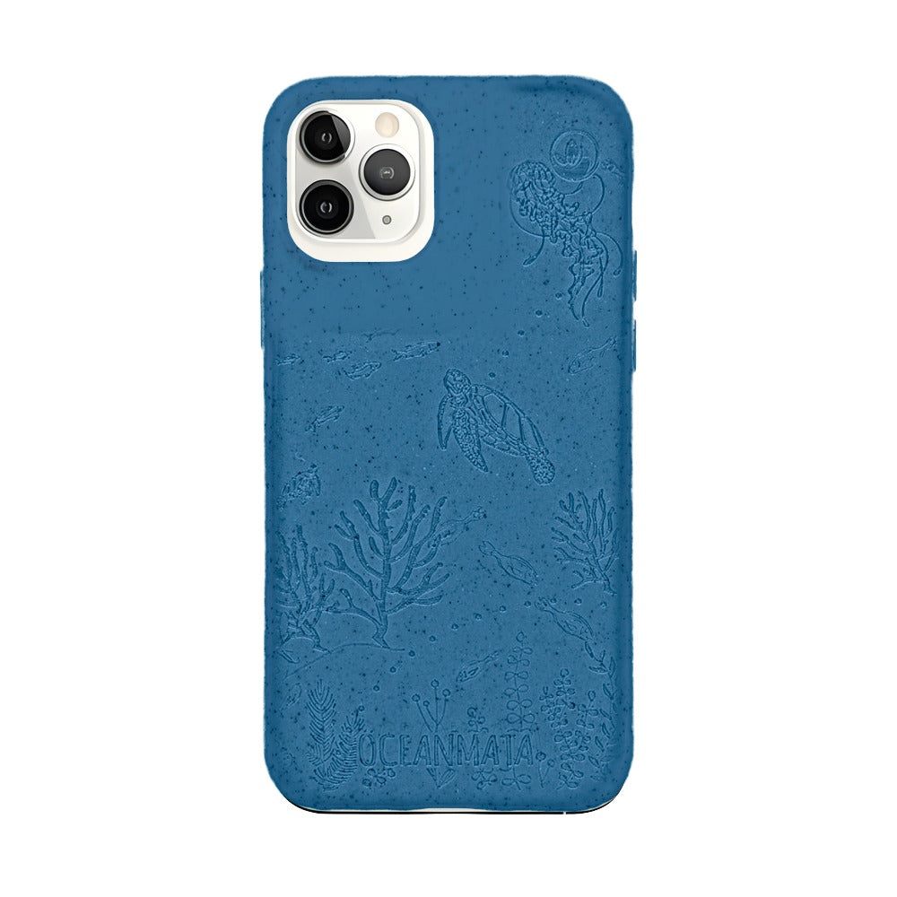 iPhone 11 pro Hülle "TURTLE Family" - blau - nachhaltig