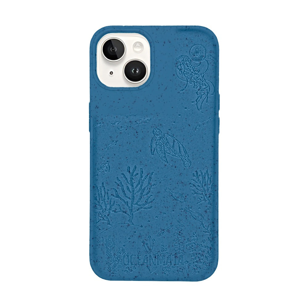 iPhone 14 Hülle "TURTLE Family" - blau - nachhaltig