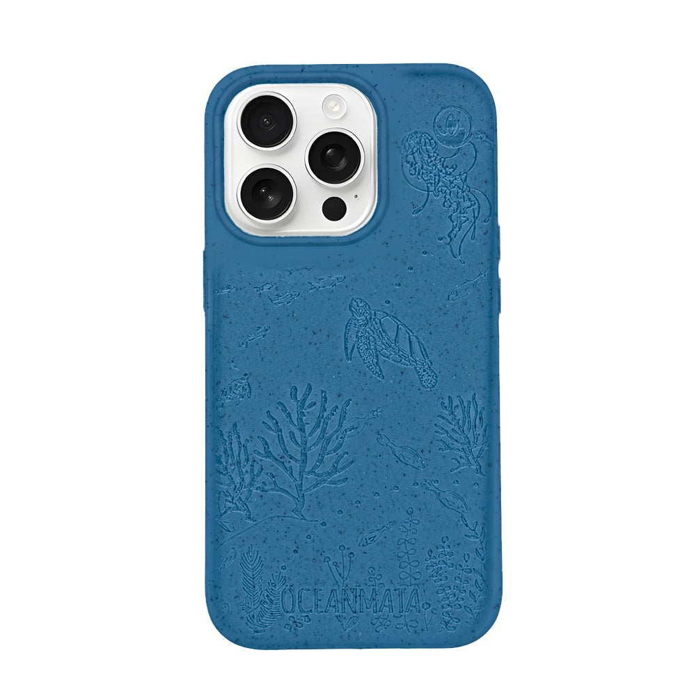 iPhone 16 pro max Hülle "TURTLE Family" - blau - nachhaltig