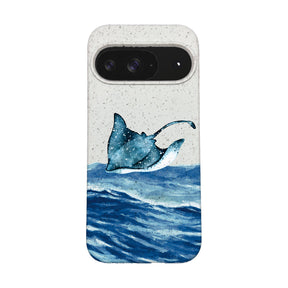 Biologisch abbaubare Handyhülle Google Pixel 9 / 9 Pro Mantawave — kompostierbar — Vorderseite