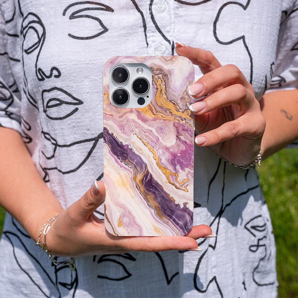 iPhone 14 pro max Hülle - Marmor pink - "PinkMarble" - nachhaltig