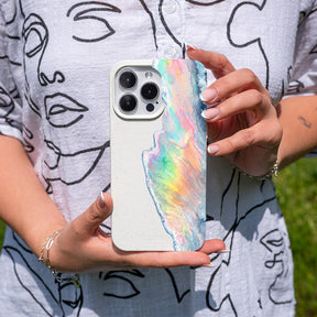 iPhone 11 pro Hülle - Regenbogen Welle weiß - "WaveOfPride" - nachhaltig
