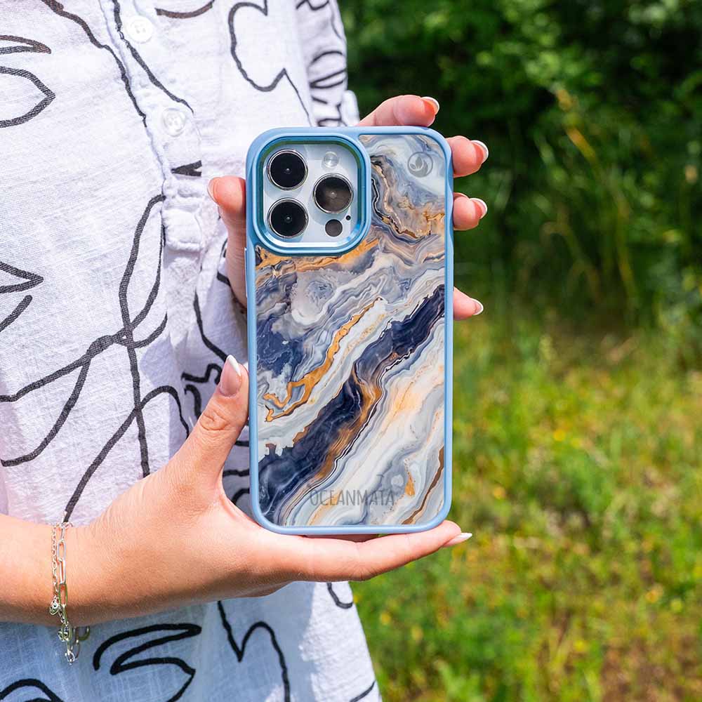 iPhone 18 Pro Max / 17 Pro Max Hülle - marmor blau - "BlueMarble" - nachhaltig