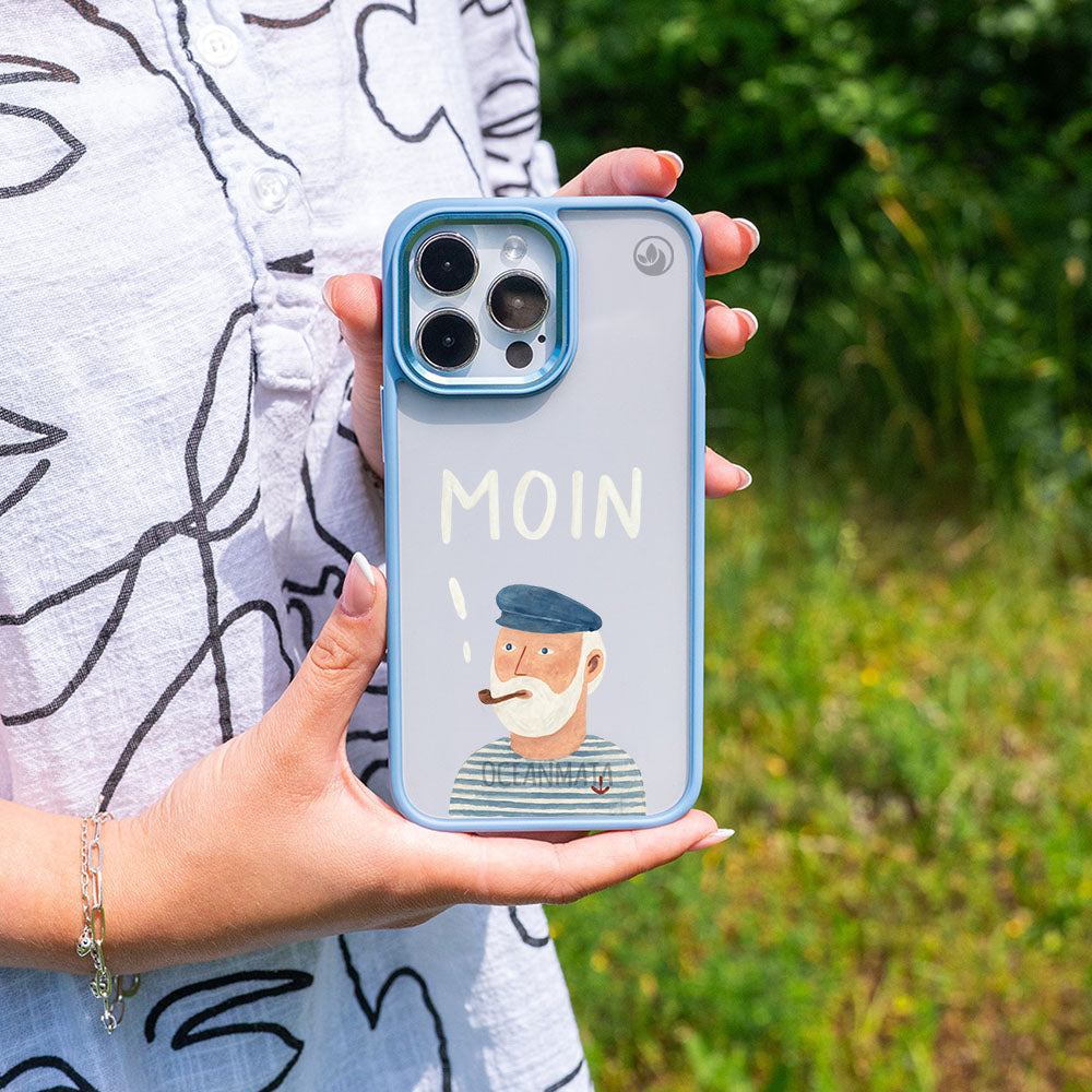 iPhone 14 pro Hülle - Moin blau - "Ostfriese" - nachhaltig