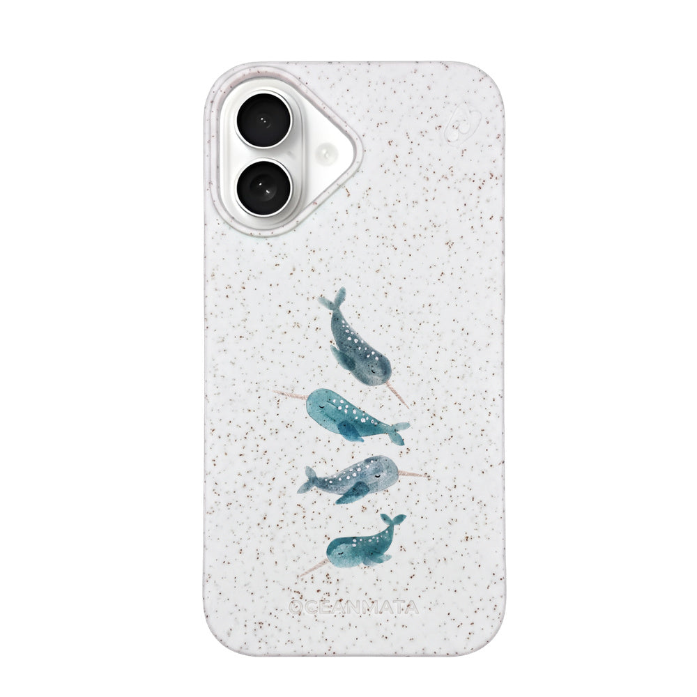 iPhone 16 Hülle - Narwal weiß - "Narwhale" - nachhaltig