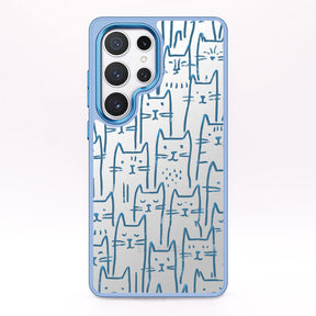 Samsung S25+ Hülle - Katzen blau - "miau" - nachhaltig