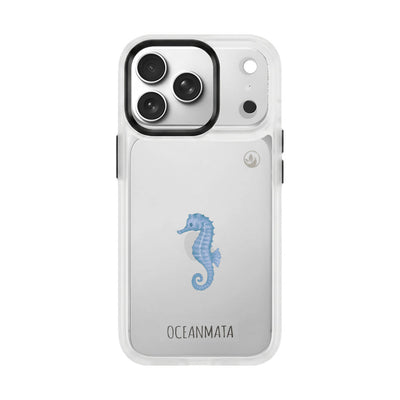 iPhone 18 Pro / 17 Pro Hülle - Seepferdchen weiß - "SeahorseTale" - nachhaltig