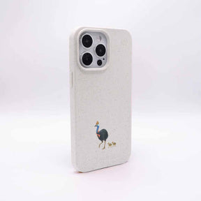 iPhone 15 pro Hülle - Cassowary weiß - "CassowaryStroll" - nachhaltig