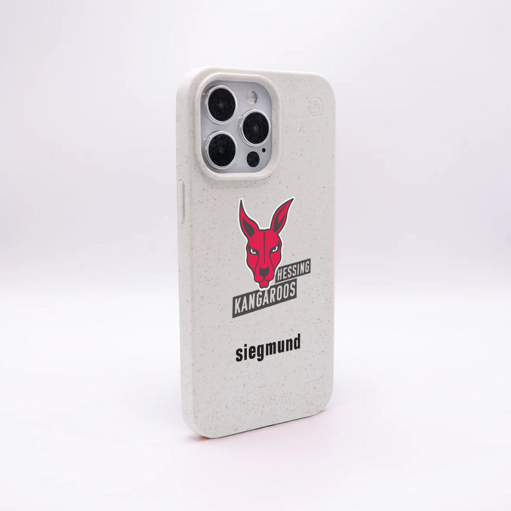 iPhone 18 Pro / 17 Pro Hülle - weiß - "Hessing Kangaroos " - nachhaltig